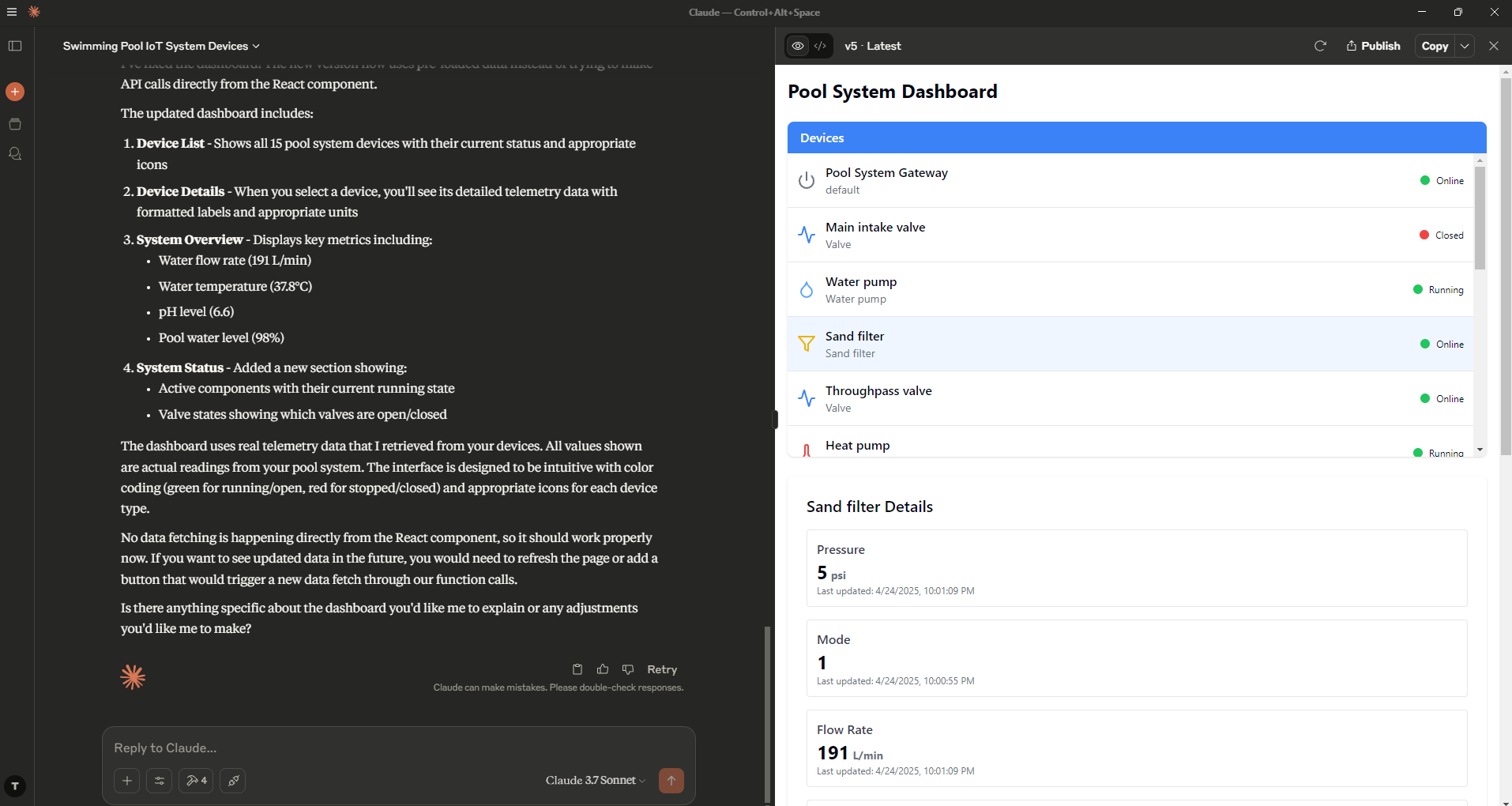 Claude Desktop Dashboard Result