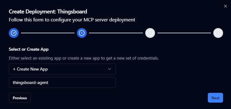 Create Thingsboard Deployment Form Step 2